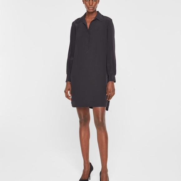 Silk Button Shirt Dress - Brand New - NEVER WORN - Black